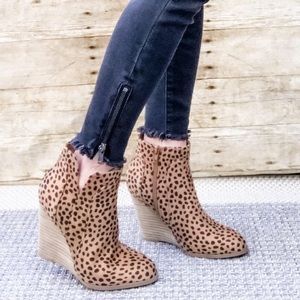 Cheetah Wedge Booties